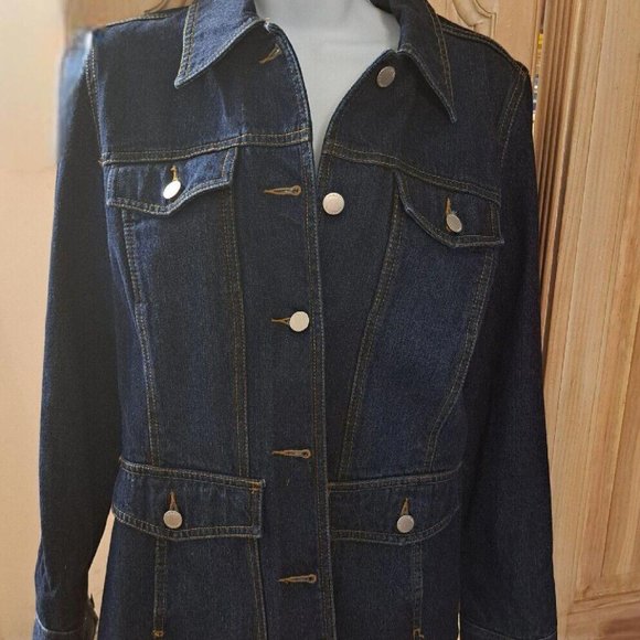 Isaac Mizrahi Womens Blue Denim Button up Jacket Size Medium - Picture 5 of 7
